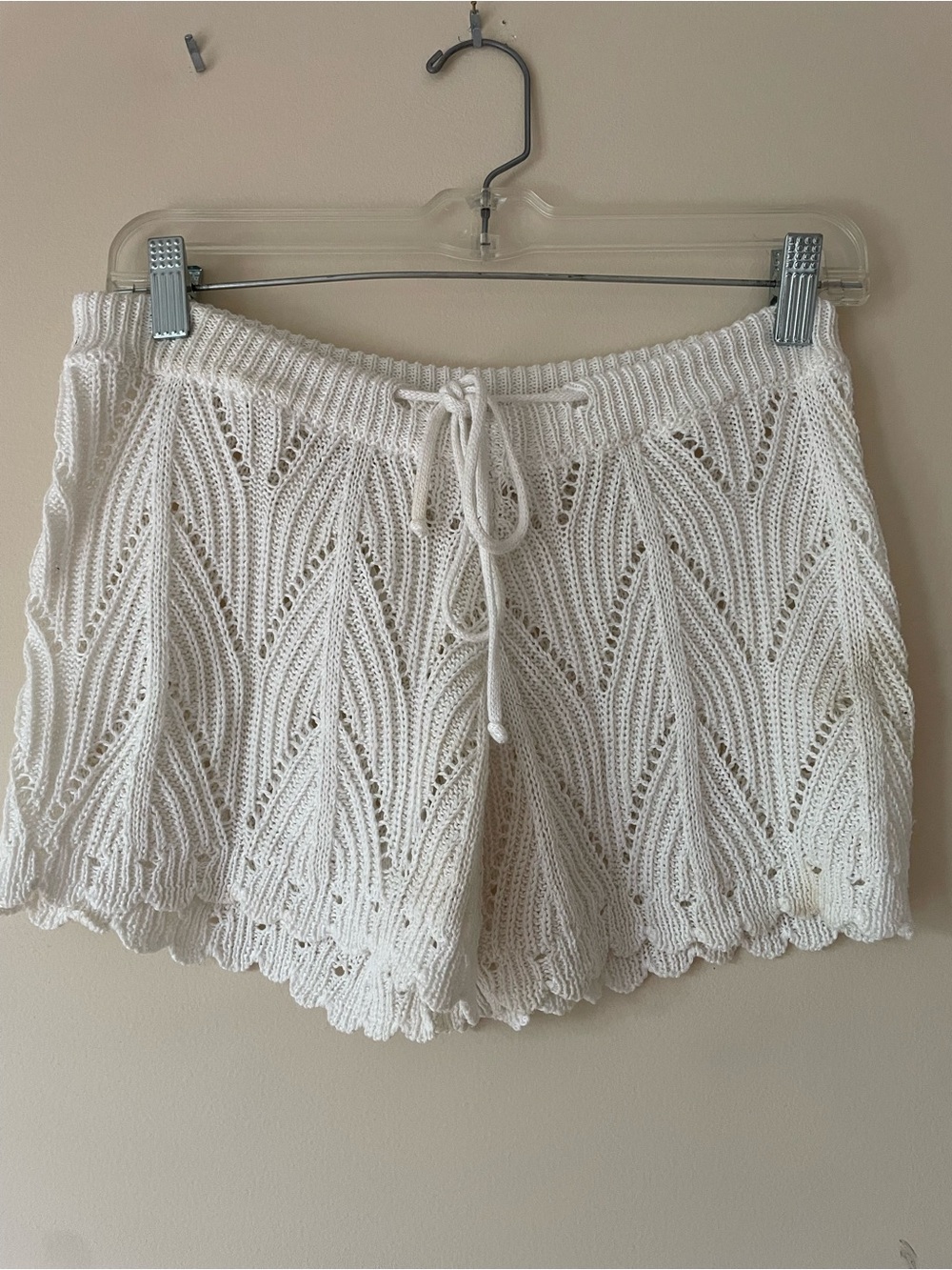 White Knit Crochet Women's Shorts | bikini cover up |